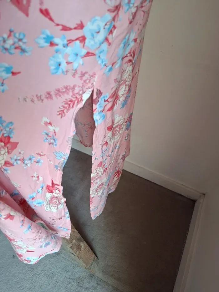 Robe longue rose à motifs Escandelle, neuve, taille L - photo numéro 6