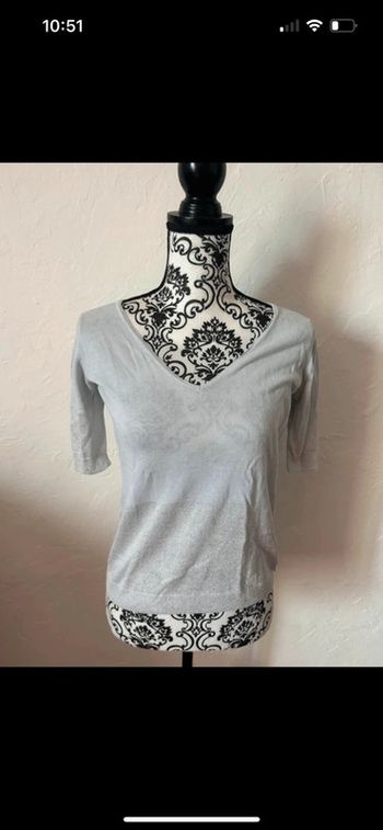 Très beau tee shirt bleu et gris argentée 🥰 taille 36 morgan