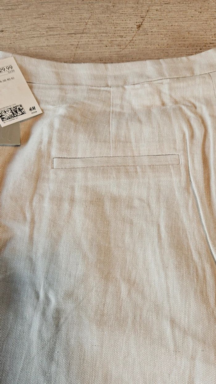 Pantalon claissique beige en lin et viscose, H&M, 44, neuf avec etiquette - photo numéro 10