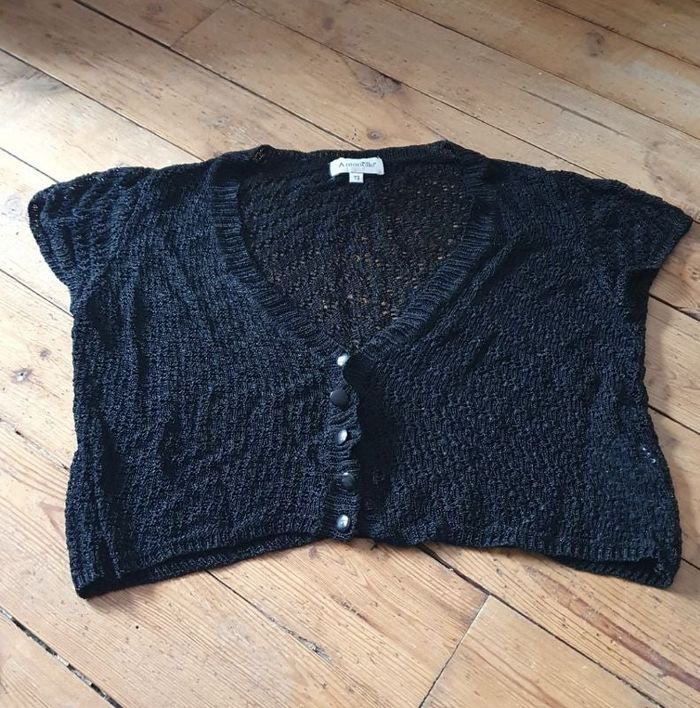 Gilet court croc top noir Antonelle T3