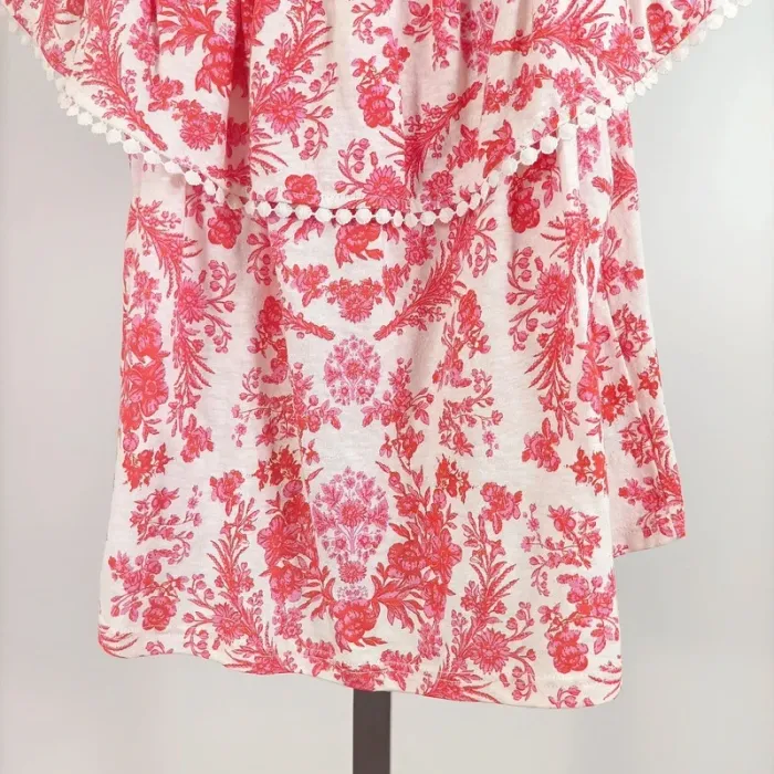 Blouse épaules dénudées motif floral rouge blanc rose Miss Selfridge, taille 38 Neuve A518 - photo numéro 9