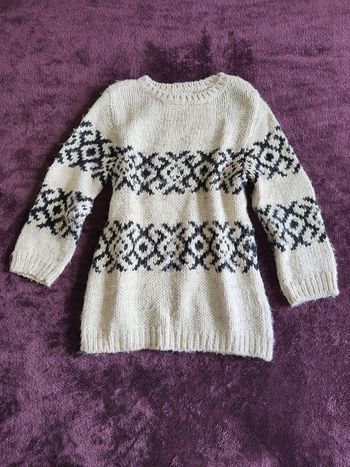 Robe pull beige jacquard noir Zara 7 ans