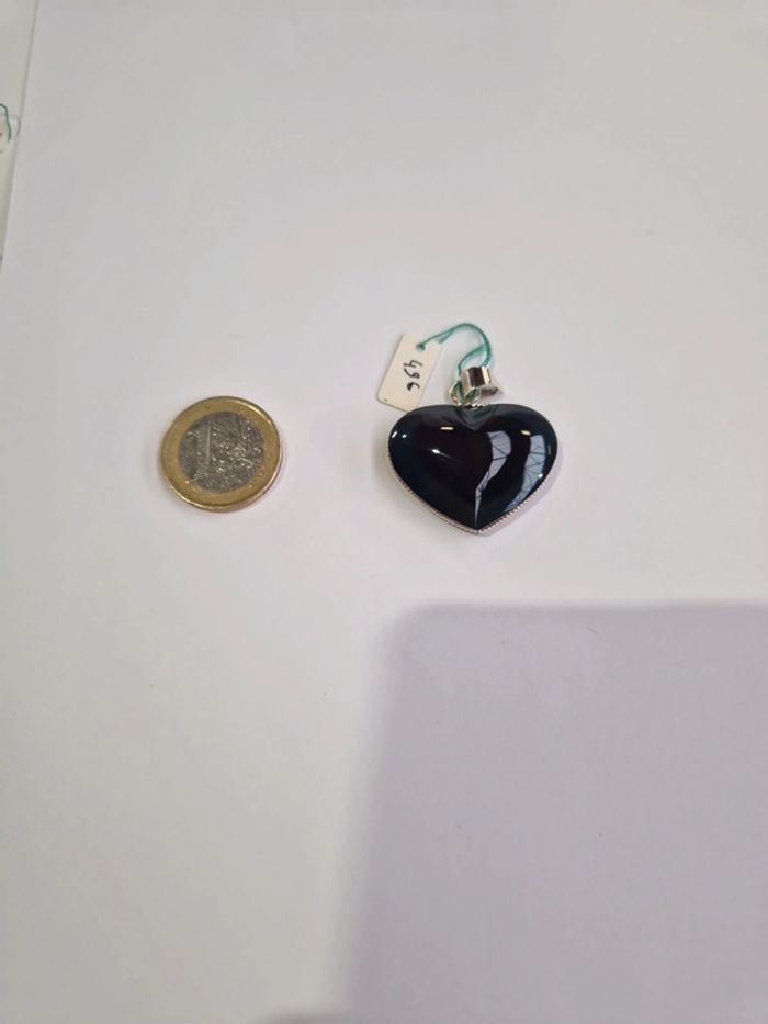 Pendentif obsidienne arc en ciel cœur Mexique