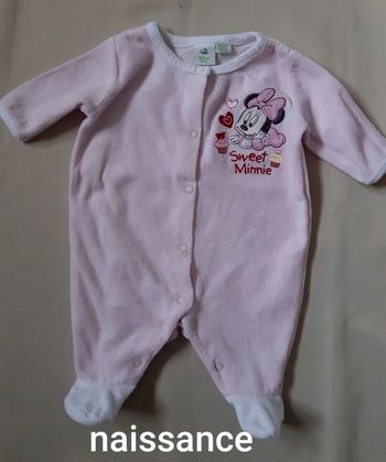 Pyjama velours rose - Minnie - Disney baby - naissance - 50 cm