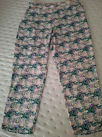 Pantalon léger fleuri rose et bleu