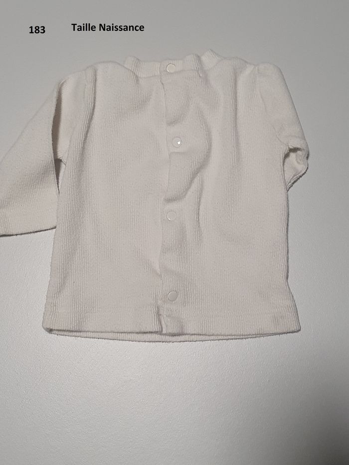 Tee shirt blanc Taille naissance - photo numéro 2