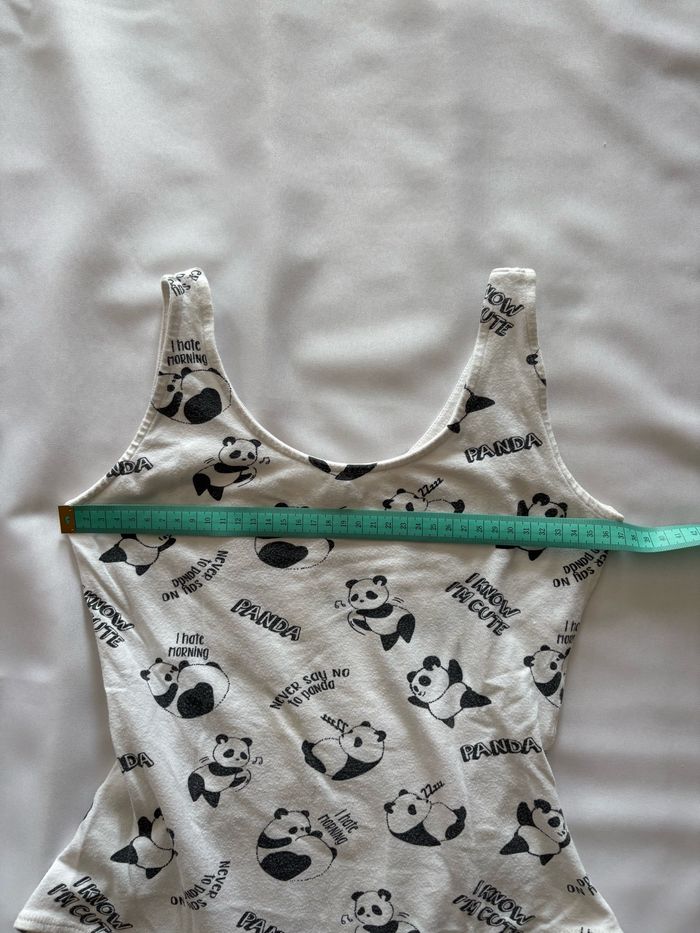 Débardeur/body blanc à motif panda - S/36 - photo numéro 5