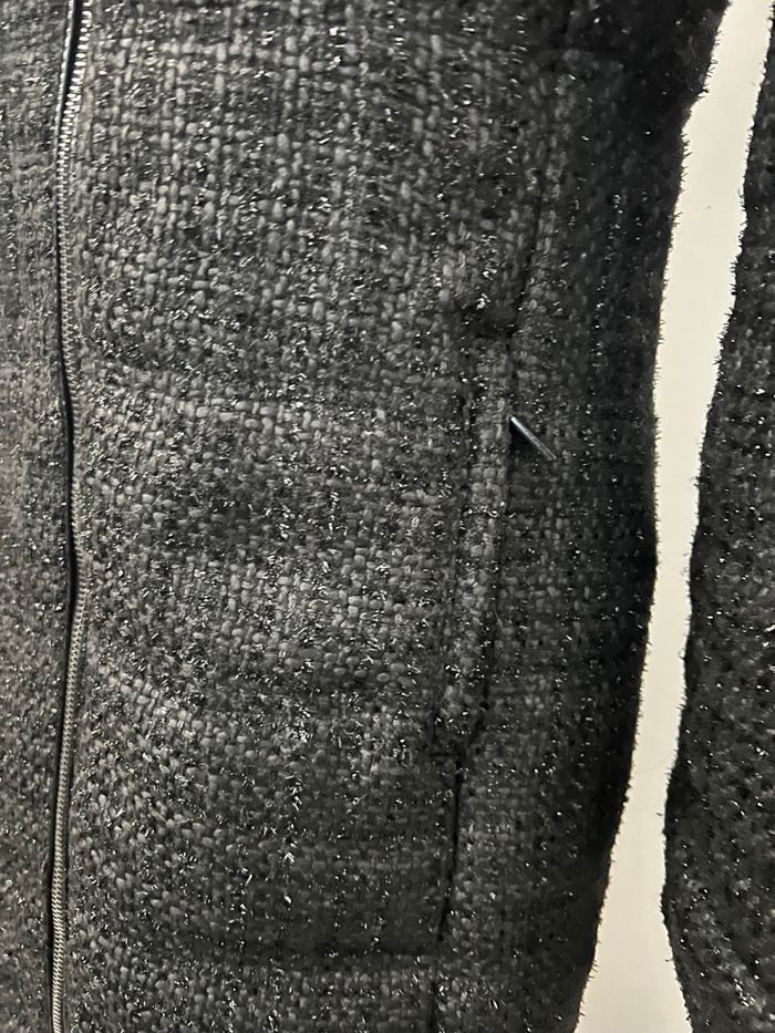 Manteau droit long matelassé noir pailleté Morgan - photo numéro 4