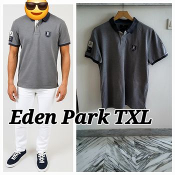 Eden Park Polo MC TXL -Coupe Droite-Marine&Gris en 100%Coton piqué en TBE