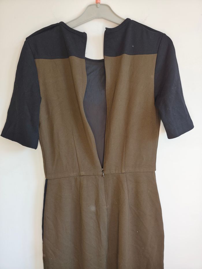 Robe Mango Suit S – bicolore kaki/noir, effet tailleur chic - photo numéro 5