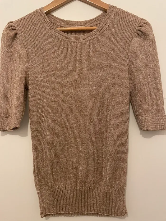 T-shirt pailleté manche mi-longue