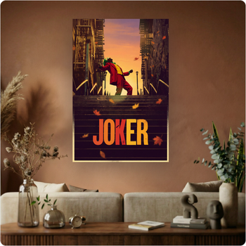 Affiche film "Joker" poster scène escalier Gotham déco murale cinéma A3 Sans cadre
