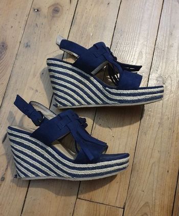Sandales espadrilles à talons bleus Camaïeu