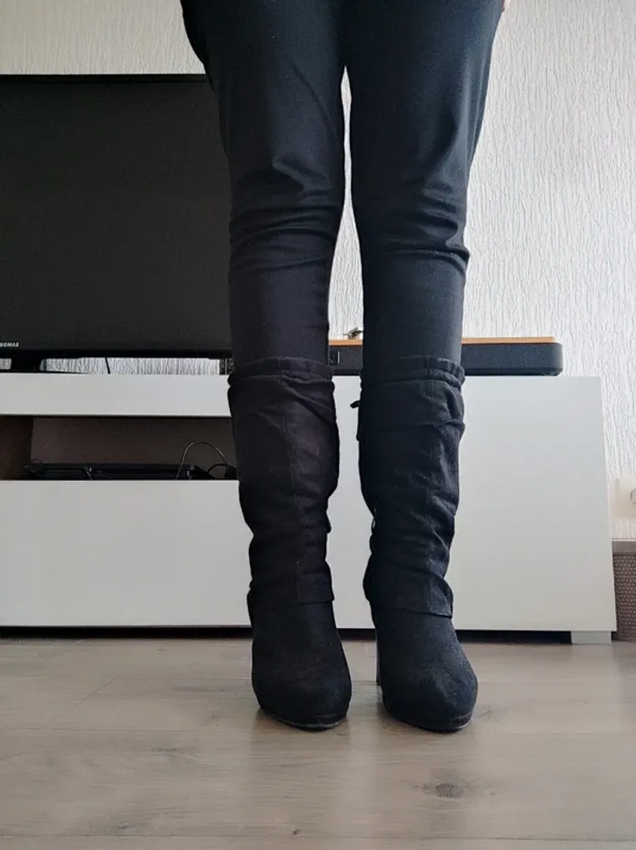 Botte noire femme 38 talon - photo numéro 3