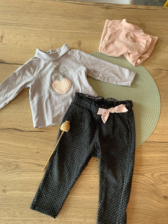 Ensemble 3 pièces fille pentalon et 2 sous pull - 12 mois - obaibi