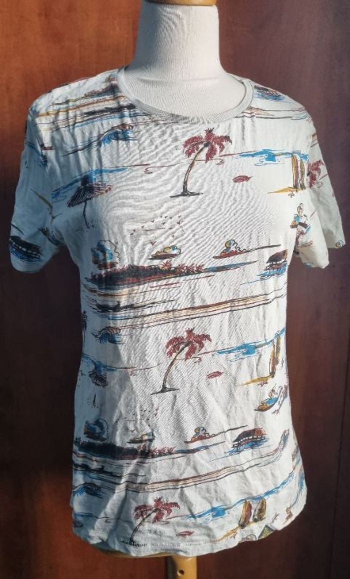 T-shirt à motifs plage taille M - photo numéro 1