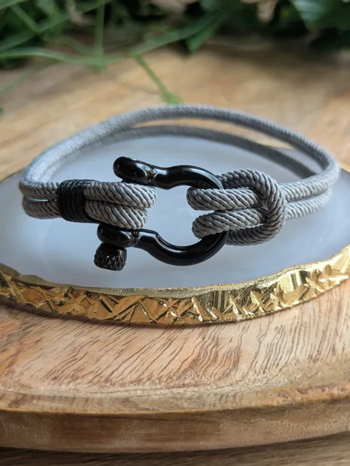 Bracelet cordon esprit Marin Gris