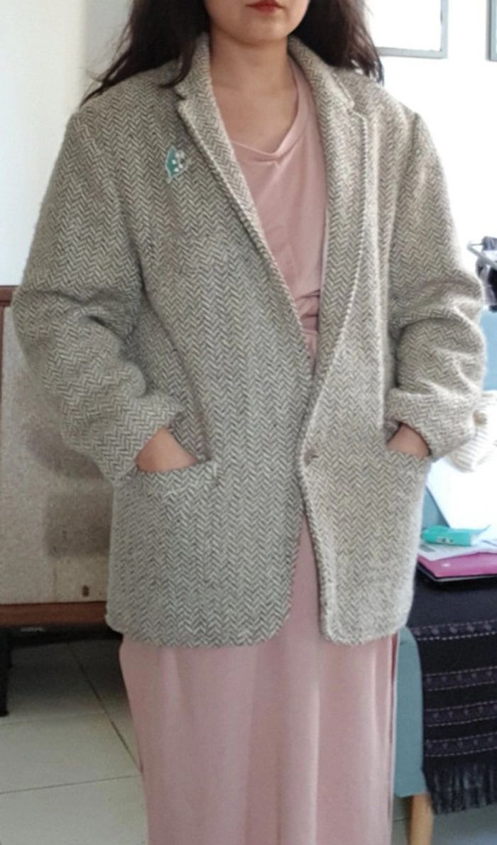 Manteau mi-long vintage broderie muguet - photo numéro 3