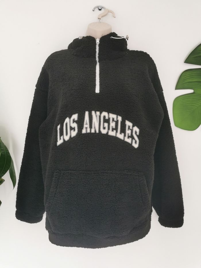 Sweat à capuche noir en peluche Los Angeles Taille M