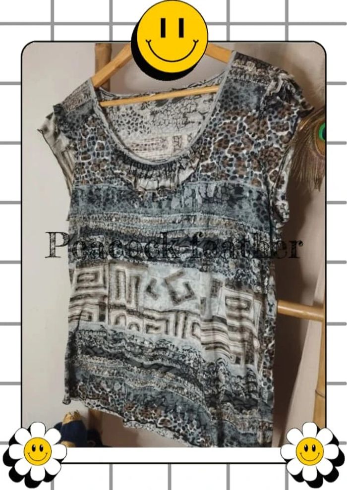 T-shirt bleu/gris T6 - photo numéro 2