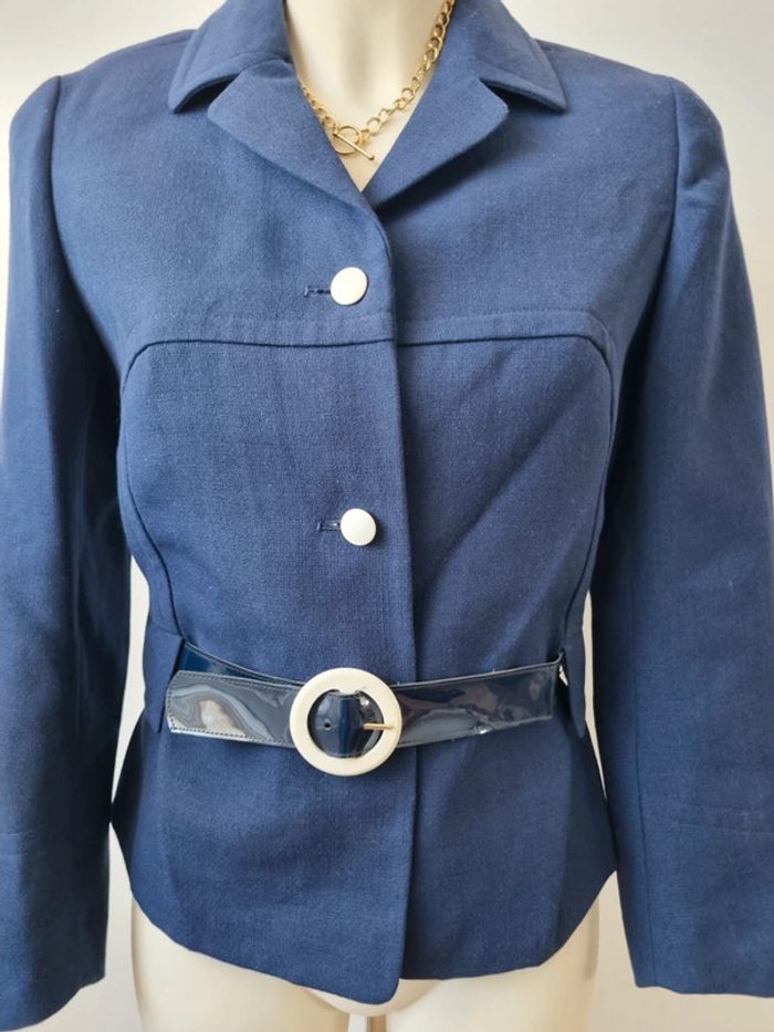 Veste en laine bleu marine annee '70 - photo numéro 5