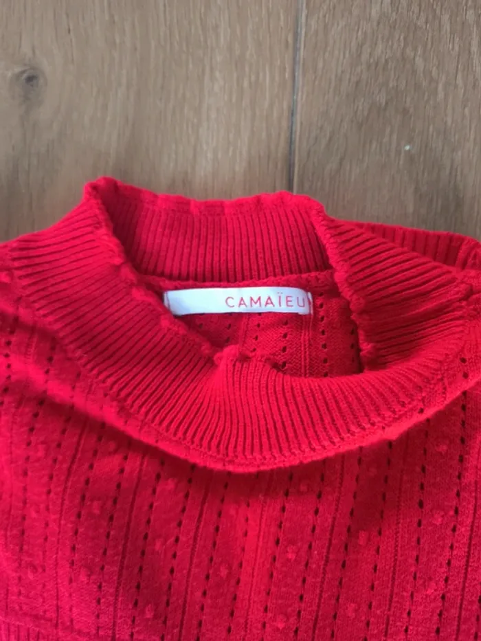 Pull col roulé rouge Camaïeu - photo numéro 2