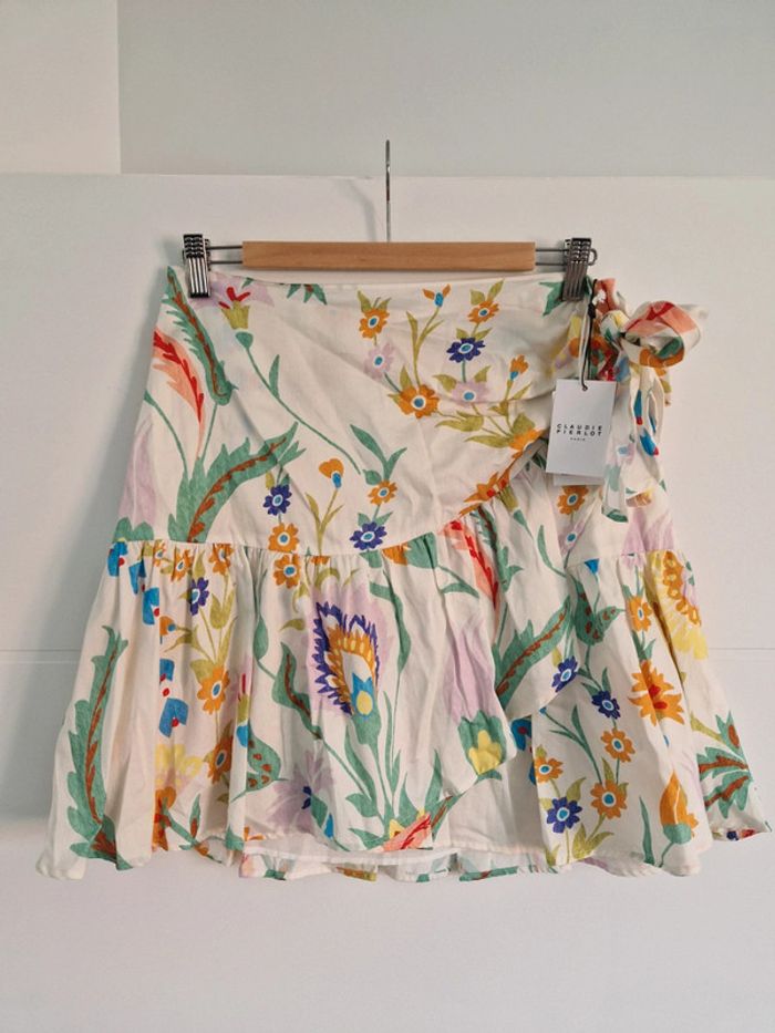 🌼 Jupe portefeuille fleurie Claudie Pierlot – taille 40 - photo numéro 2