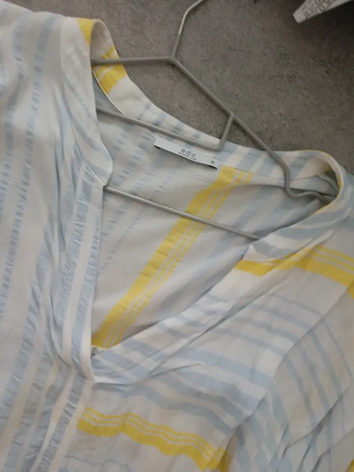 Chemise manches longues EDC esprit rayée jaune bleu blanc - photo numéro 2