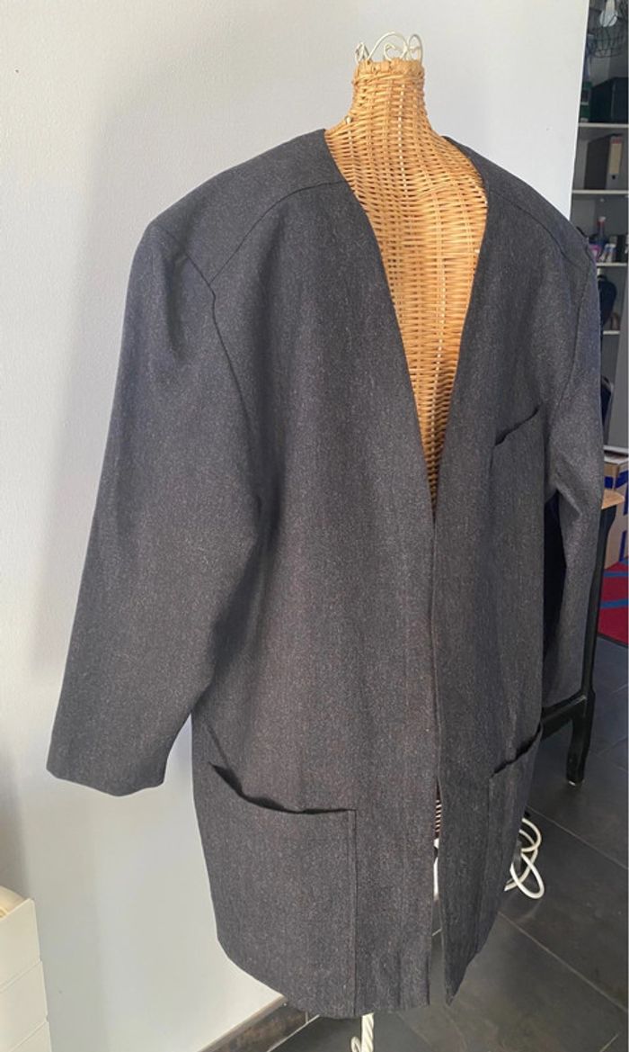 Veste vintage 100 % laine gris anthracite taille 40 - photo numéro 3