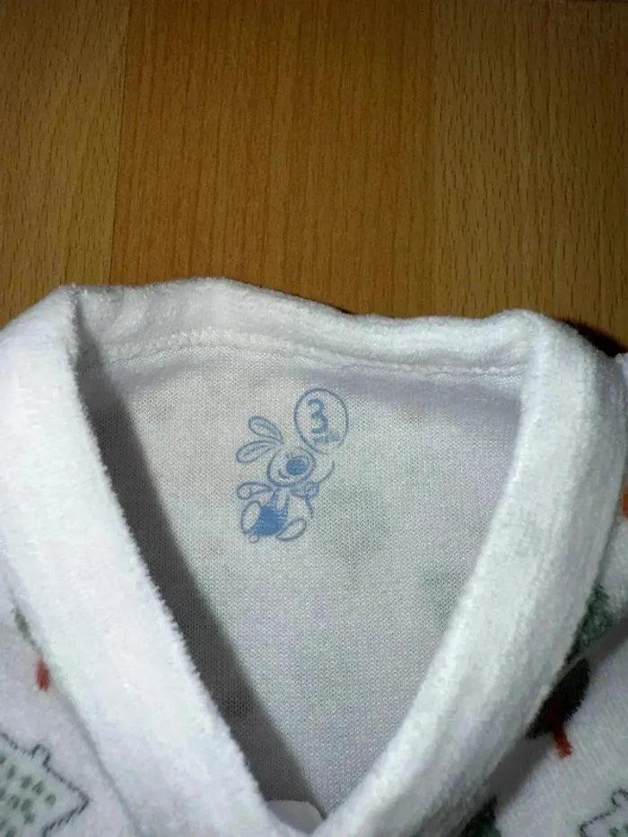 Pyjama bébé U tout Petit - Velours blanc motifs forêt - 3 mois - photo numéro 2