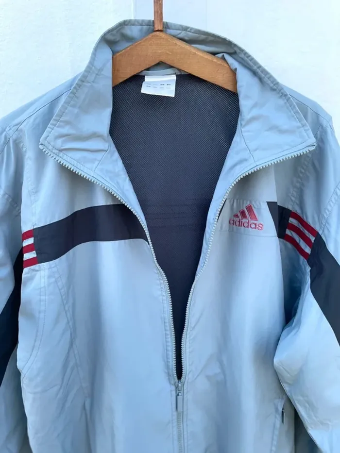 Adidas grey pink track jacket windbreaker Veste coupe-vent Mens Size XL - photo numéro 7