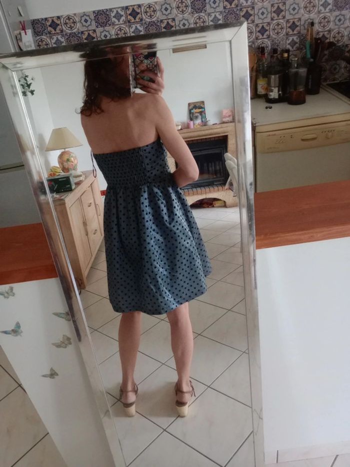 Robe de cérémonie 38 grise cérusée pois noirs c30 - photo numéro 3