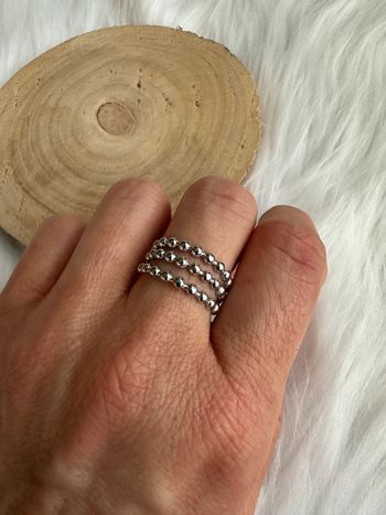 Bague argent acier multi rang