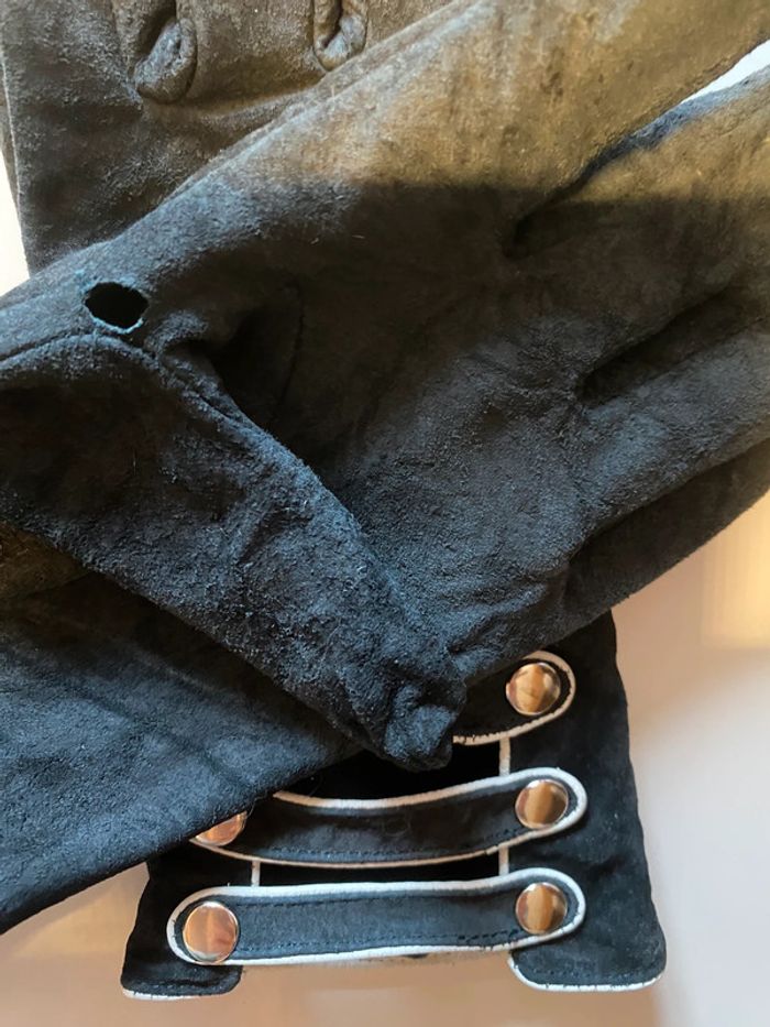 Gants bleus et blancs en nubuck taille 7 S - photo numéro 4
