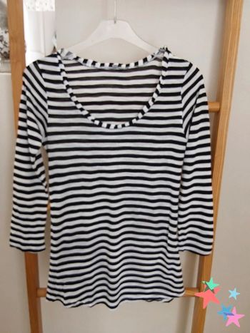 Pull fin tee shirt manches longues marinière Etam T 38