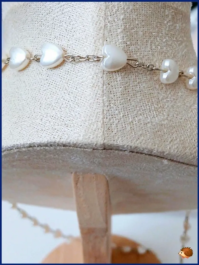 Collier chapelet argenté avec perles cœur et croix – style Trendy Chic - photo numéro 6