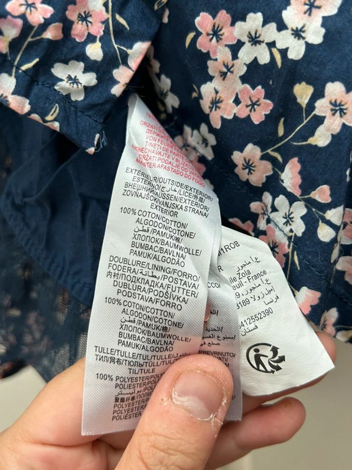 Robe en coton 6 mois bleu et rose fleurs - serjent major neuve - photo numéro 7