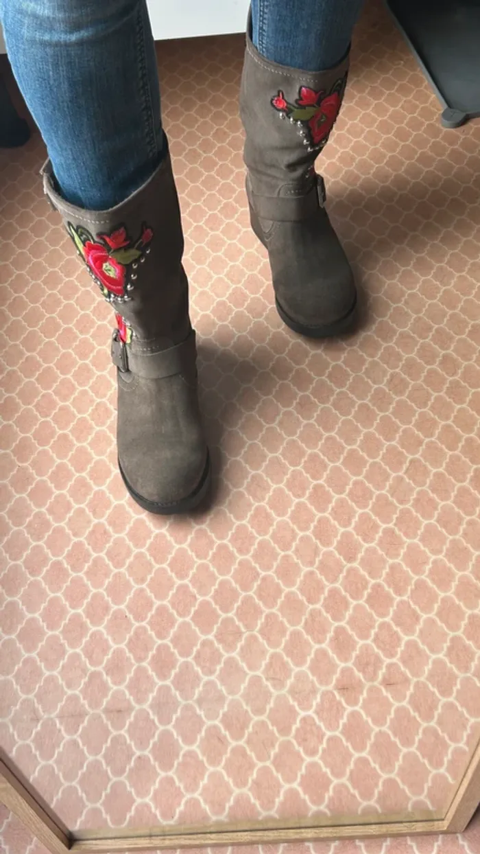 Bottines San Marina Fluorine / Cuir velour Marron Kaki - photo numéro 2