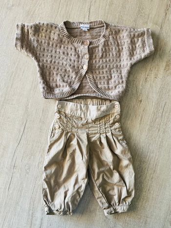 Gilet et pantalon bébé fille p’tit bisou