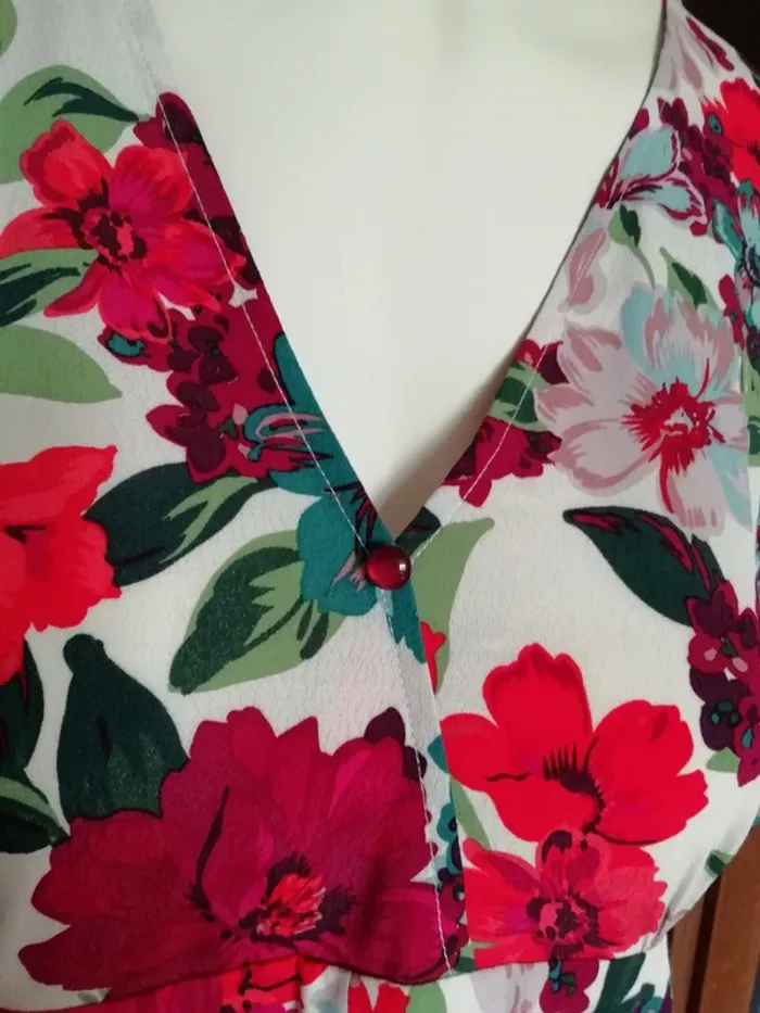 Blouse top chemisier chemise fleurs flower printemps été - photo numéro 2