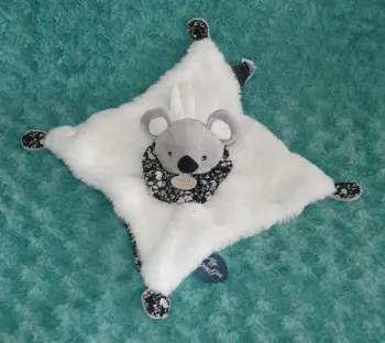 Doudou boule koala blanc noir fleurs Doudou et compagnie 🐨état neuf