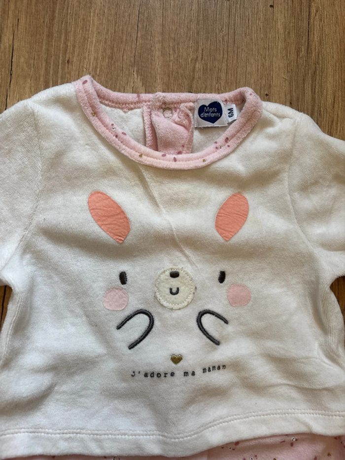 Lot 2 pyjamas velours 6 mois Mots d’enfants - photo numéro 6