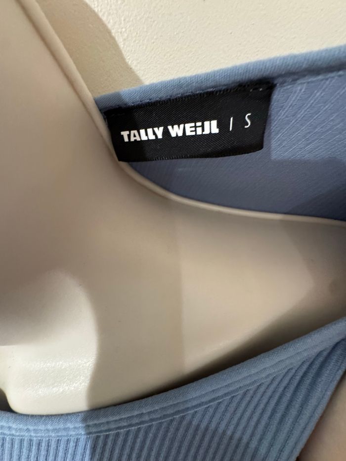 T-shirt taille S/36 CROP top gris bleu tally - photo numéro 6