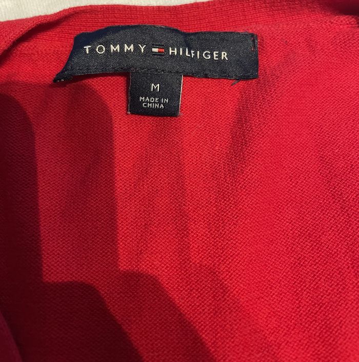 Pull col en V Rouge Femme Tommy Hilfiger Taille M - photo numéro 3
