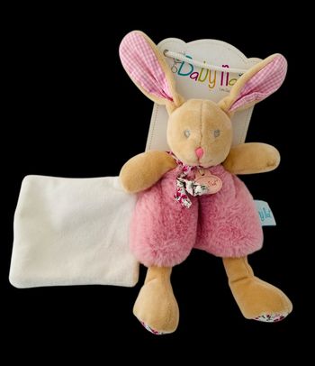 ❤️ Peluche Doudou Lapin Rose Mouchoir Blanc Babynat Baby Nat' Pantin Poupi
