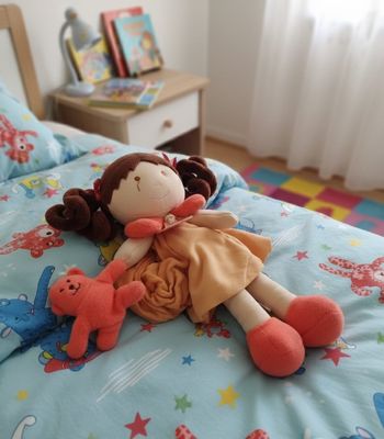 Doudou et compagnie-Poupée chiffon avec ours