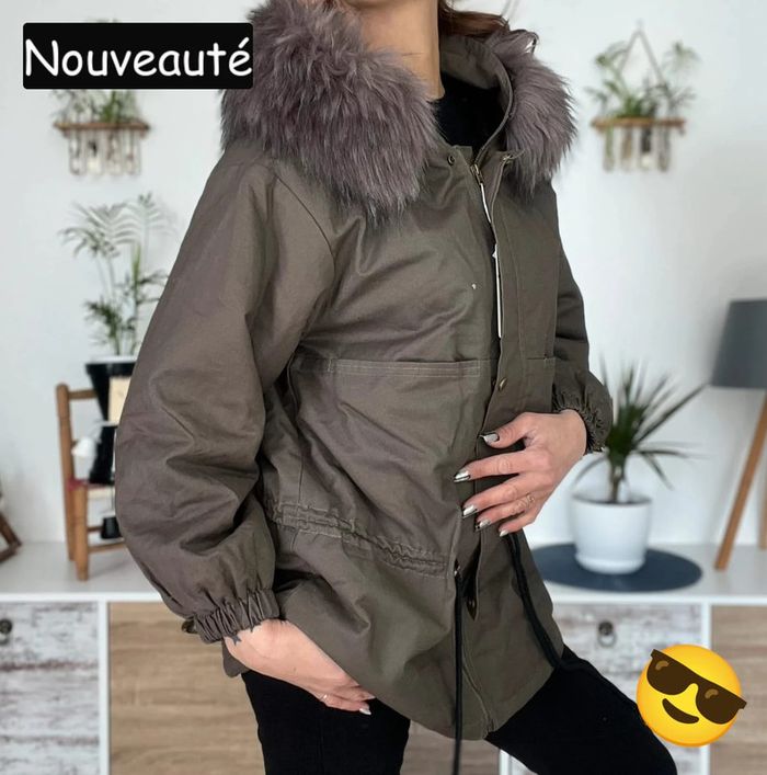 Parka à capuche kaki neuf toute douce à l’intérieur - taille M - ici moda - photo numéro 5