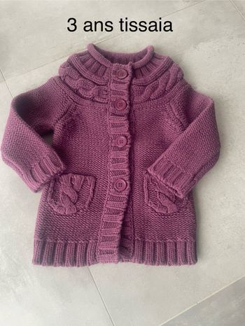 Gilet 3 ans tissaia violet bordeaux