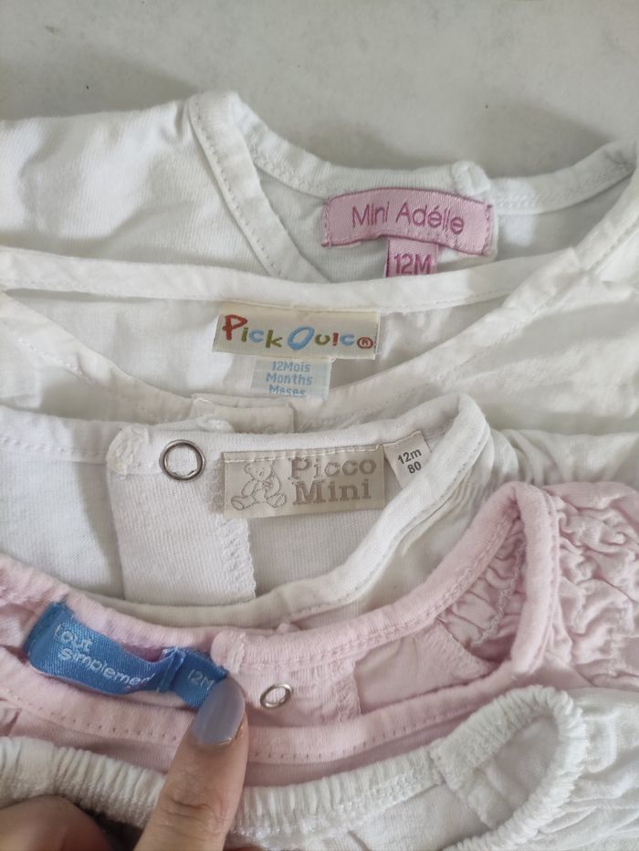 Lot de 7 tee-shirt fille 12 mois rose et blanc - photo numéro 4