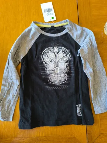 313772 Tee-shirt ML marine/gris garçon 5 ans kiabi